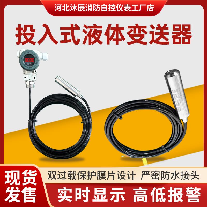 投入式液位变送器 数显水位探头液位计消防水箱池显示报警控制箱