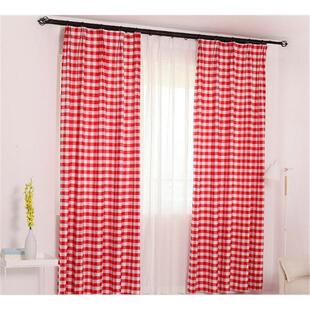 黑白格子现代简约中式窗帘布料卧室客厅书房落地窗飘窗魔术贴粘贴