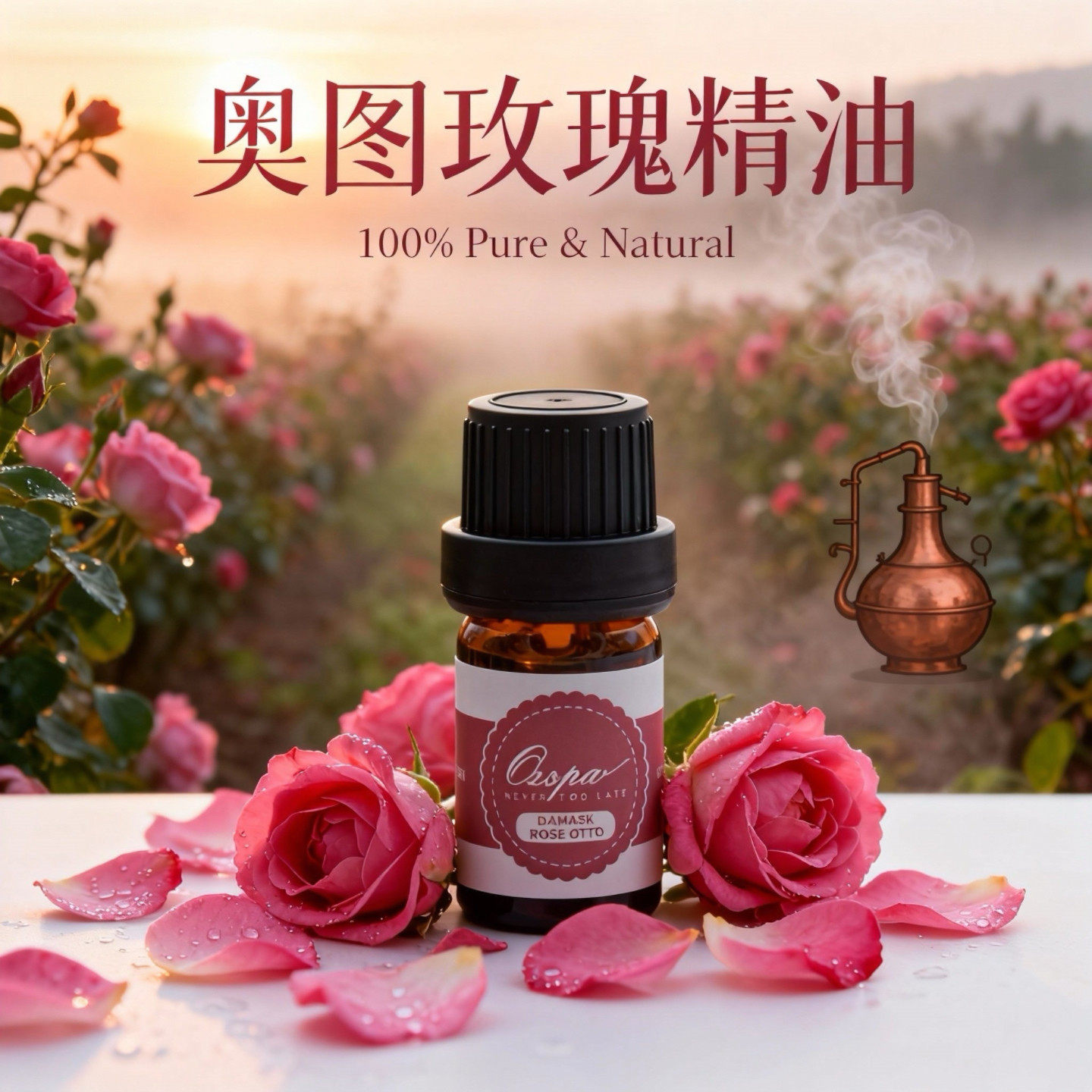 Ozspa奥图玫瑰精油保加利亚进口蒸馏萃取香氛芳疗美容按摩调香薰