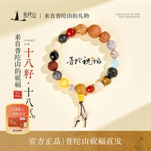 普陀山正品 多宝菩提佛珠文玩手链男生日送礼物 十八籽手串女款