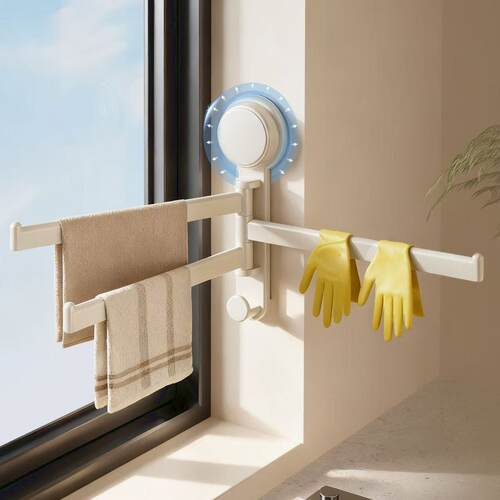吸盘可旋转多杆壁挂抹布架