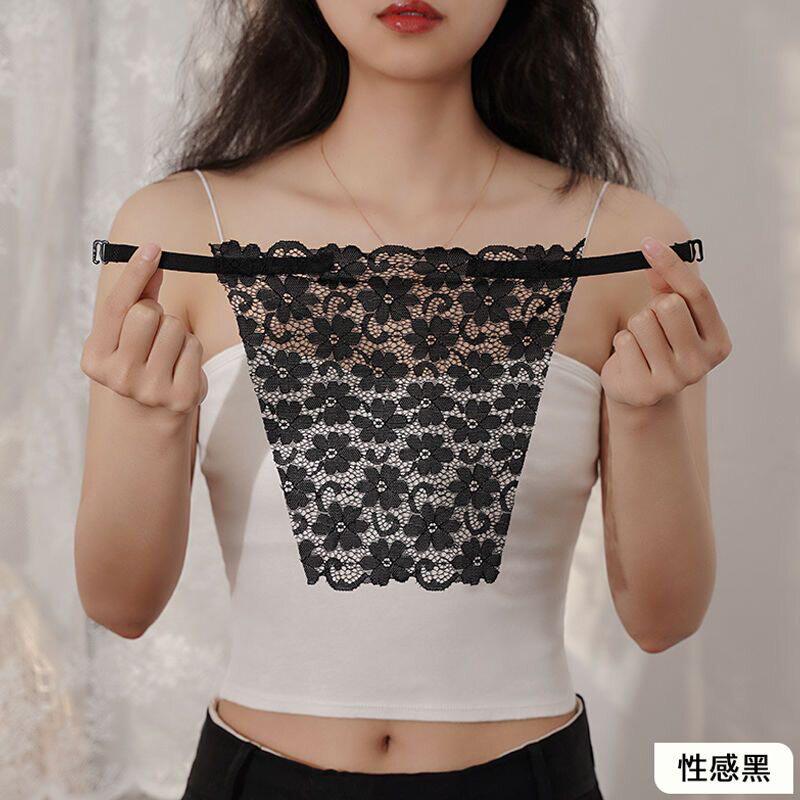 V领防走光神器一片式抹胸女蕾丝性感打底无痕内衣遮胸布胸挡夏季