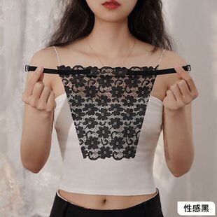 V领防走光神器一片式抹胸女蕾丝性感打底无痕内衣遮胸布胸挡夏季