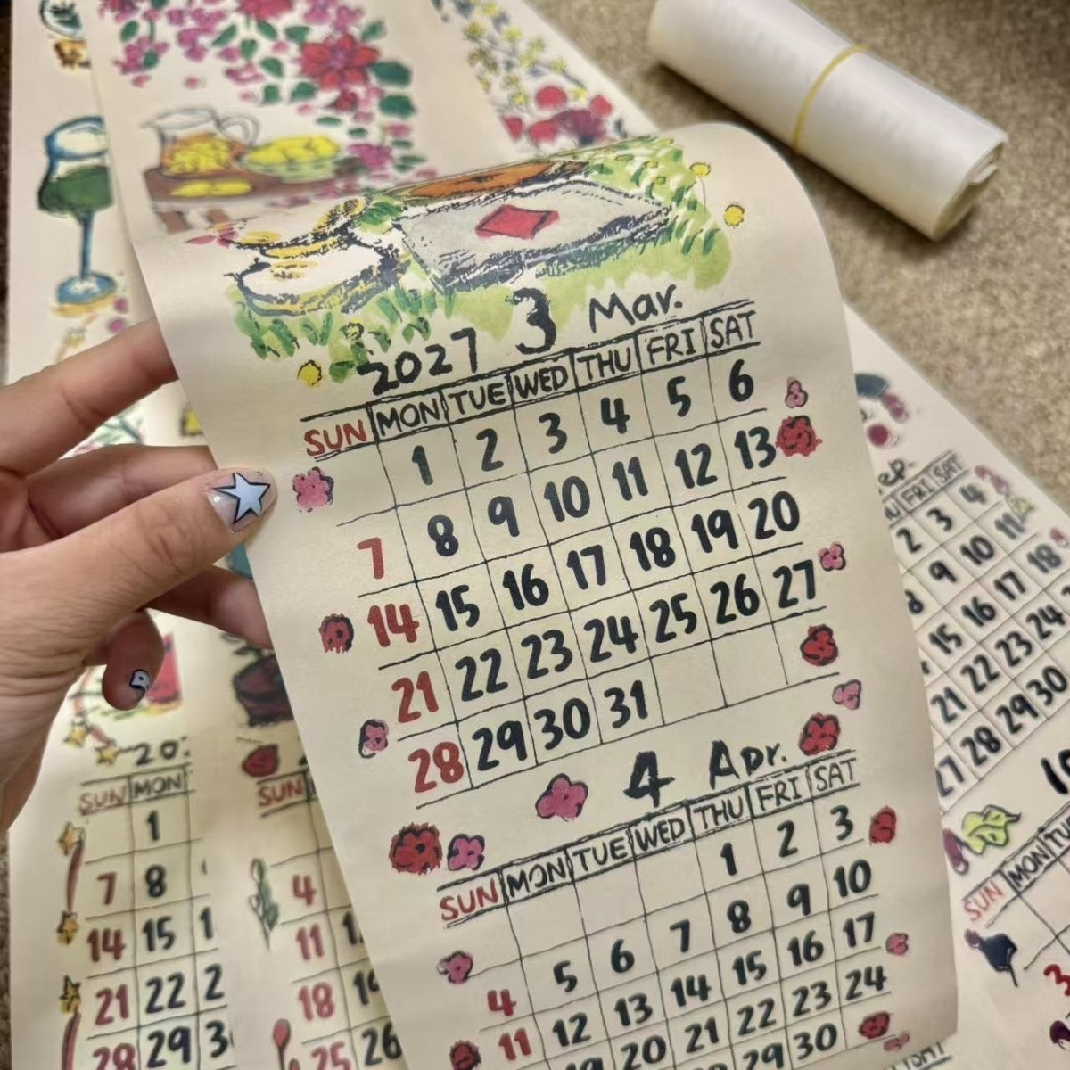2027尼泊尔花朵涂鸦挂历送礼