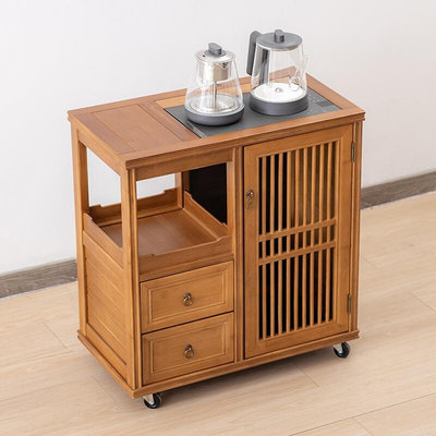 新中式移动茶水柜全自动烧水壶一体泡茶桌边柜实木家用边几小茶台