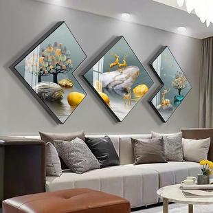 5D钻石画2024新款满钻客厅现财鹿三联画十字绣砖石贴画2025