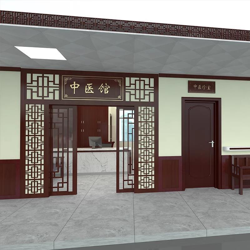 中医馆彷古牌匾玄关月洞门月亮门头隔断花格实木定制中式装修屏风