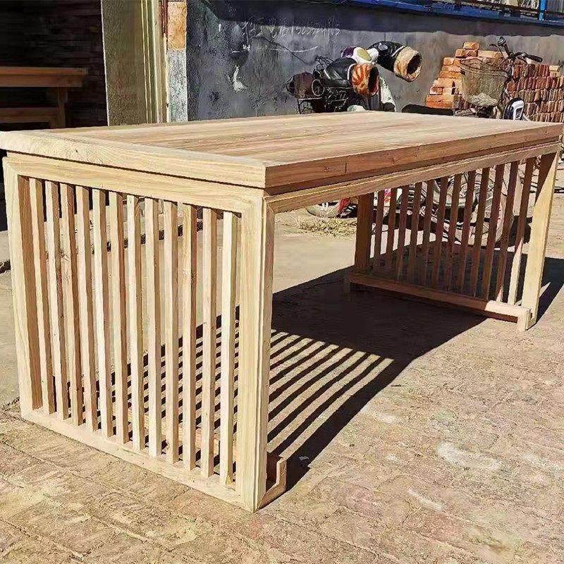 实木新中式书桌画案白茬北榆木茶桌白胚坯简约餐桌书法桌毛笔字桌