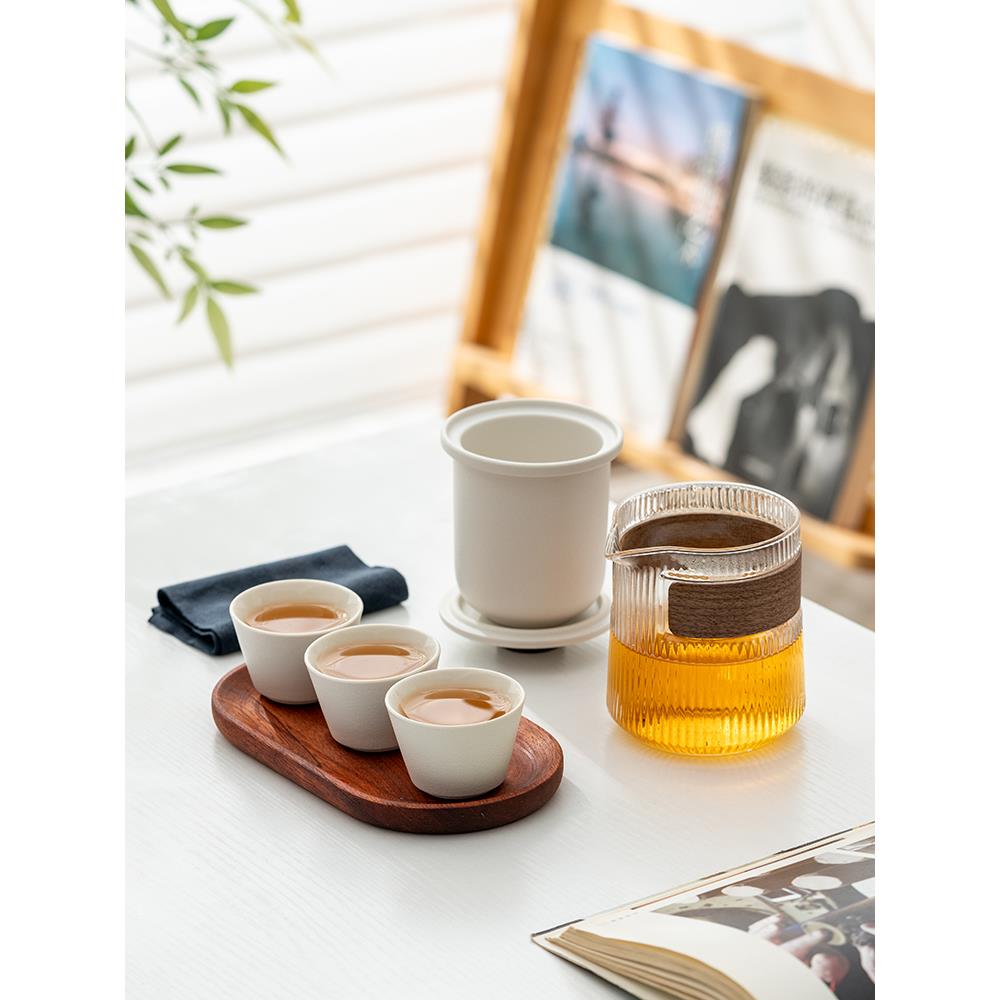 一壶三杯玻璃快客杯旅行茶具便携包陶瓷功夫茶具家用小套装泡茶壶