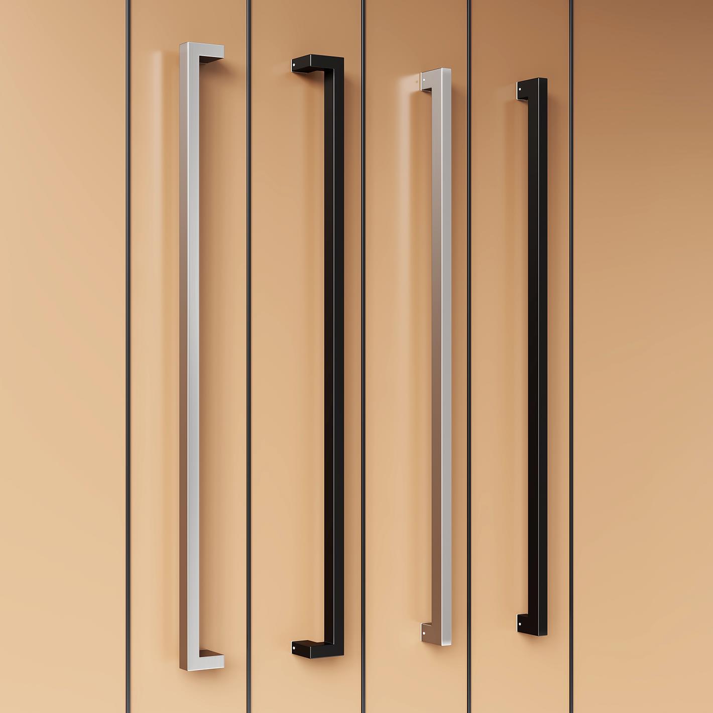 现代简约推拉钢化玻璃门大门把手加厚不锈钢银黑色双开 关实木门