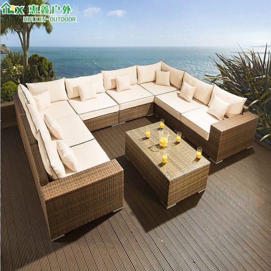 户外沙发公司客厅沙发转角商用休息U型藤编休闲藤沙发藤沙发组合