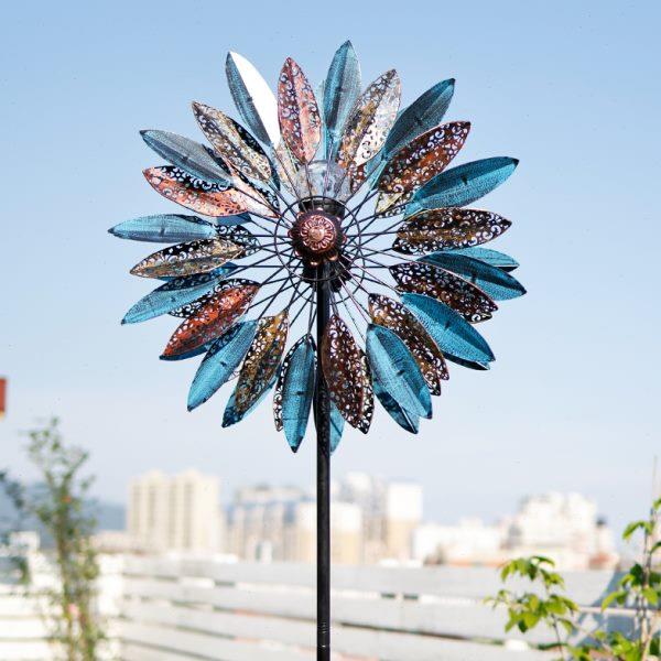 花园铁艺风车户外庭院别墅院子阳台露台造景布置园艺装饰旋转摆件