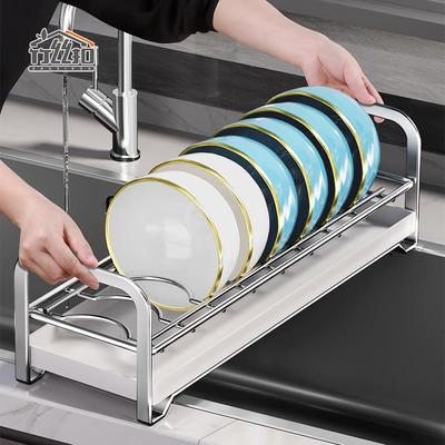 碗碟收纳架不锈钢碗架沥水架厨房碗盘置物架放碗盘子滤水单层简易