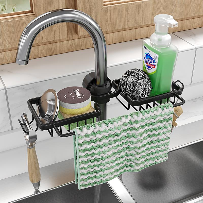 厨房水龙头置物架洗碗海绵抹布水槽水池沥水篮用品家用大全收纳架