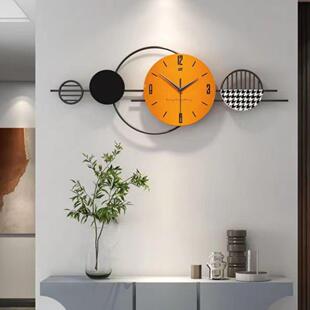 现代轻奢创意挂钟家用装饰客厅高级感免打孔静音钟表