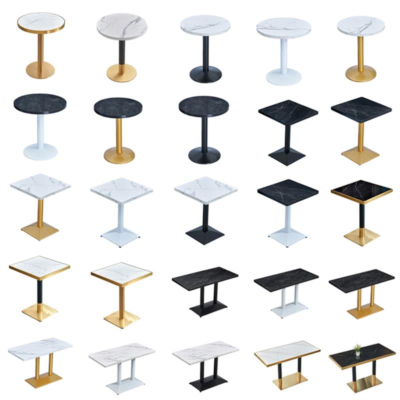 定制商用大理石实木包边岩板餐桌子咖啡茶餐厅饭店小吃甜品奶茶店