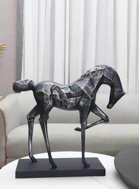 北欧创意抽象金属动物马雕塑摆件客厅玄关酒店电视柜软装家居饰品