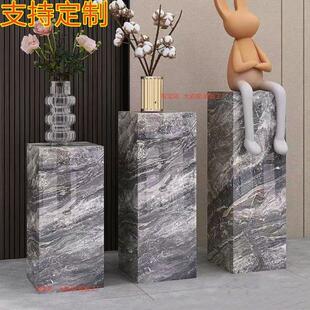 意式轻奢岩板花架高档工艺品雕塑摆件底座酒店会所展厅展示台装饰