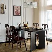 法式 复古实木餐桌椅组合长方形工作台客厅家用大板桌书桌饭桌两用