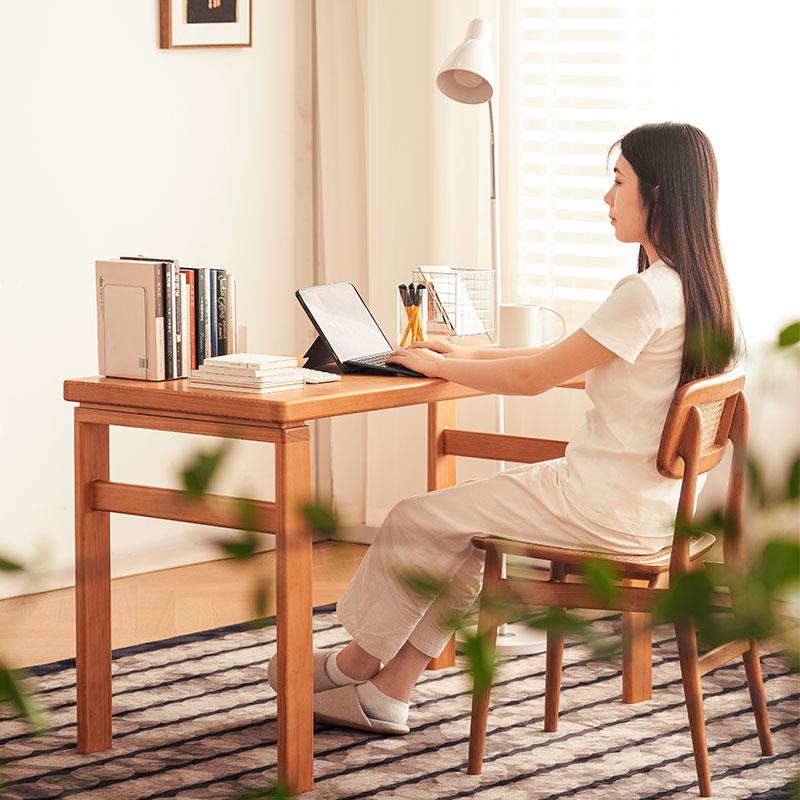 纯实木大板书桌电脑桌工作台桌子卧室女生长方形办公桌简约现代