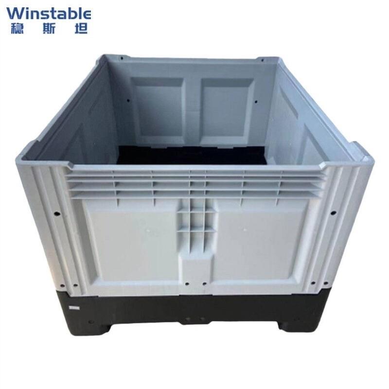 稳斯坦W7034长方形折叠卡板箱1210周转筐运输中转叉车围板箱封闭