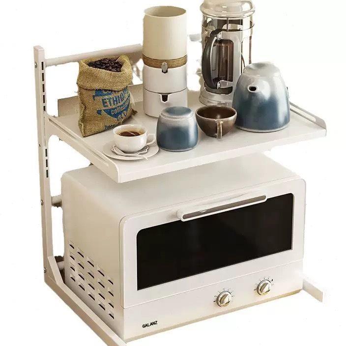 1可伸缩台面微波炉置物架加厚加三层厨房家用多功能收纳烤箱架子