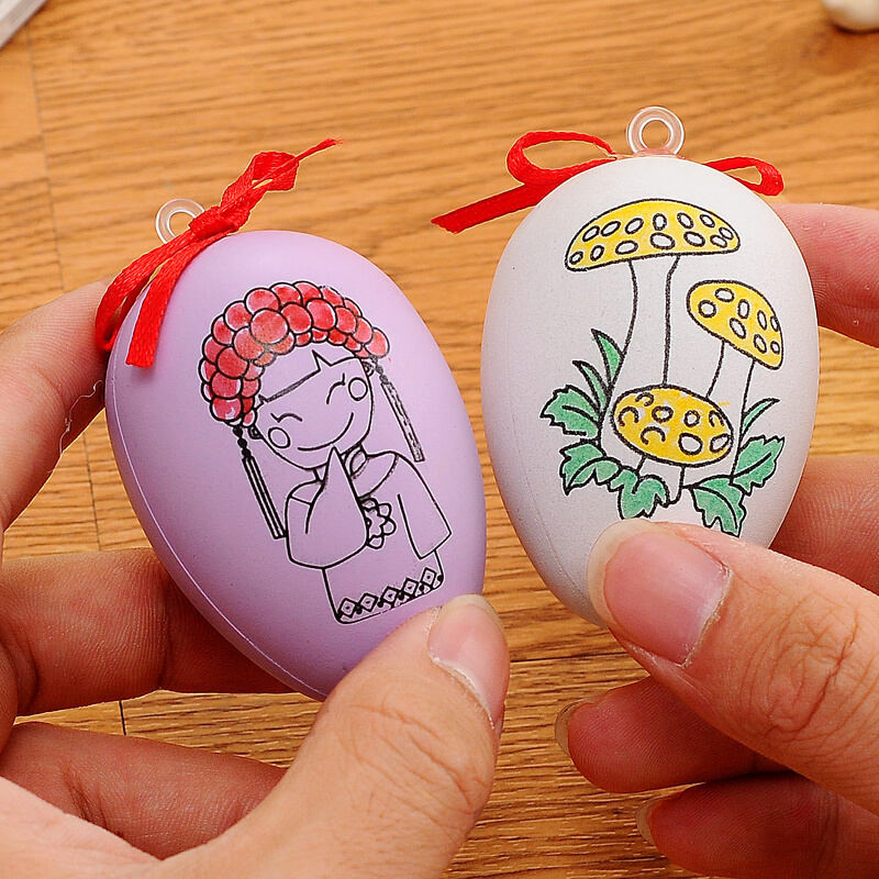 彩色仿真鸡蛋壳儿童幼儿园创意diy绘画涂鸦彩蛋复活节手工材料