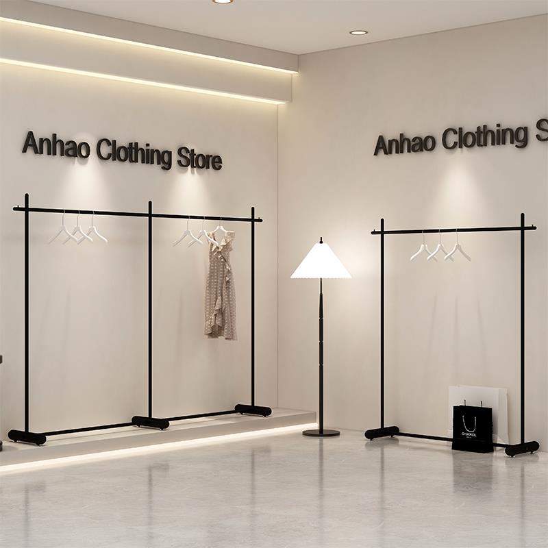 服装店衣架展示架落地铁艺简约落地中岛货架女装店挂衣服陈列架子