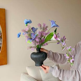 模拟花现代极简主义灯笼花瓶装饰品客厅桌面陶瓷干花插花家居覆古