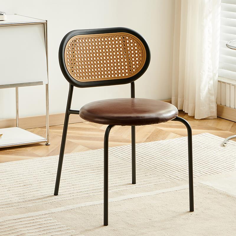 彷藤编餐椅烧烤甜品店椅子大排档餐厅铁艺意式餐桌椅家用靠背椅