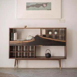 宋风博古架玄关柜侘寂中古实木孤品 中式 野木1978 浮木山居茶边柜