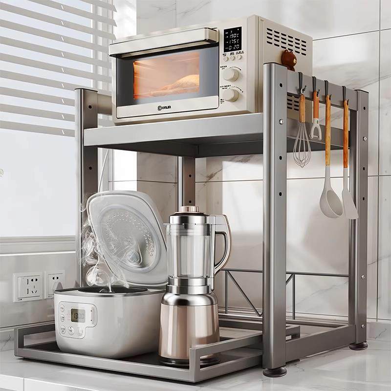 电饭锅置物架多功能微波炉空气炸锅架子厨房电器台面可抽拉收纳层