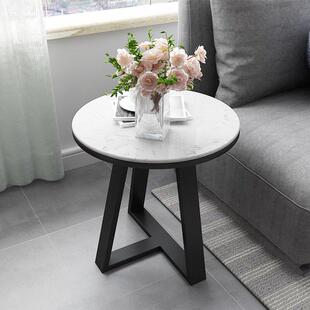 轻奢岩板边几沙发角几客厅套房床头卧室小茶几大理石三角小圆桌子