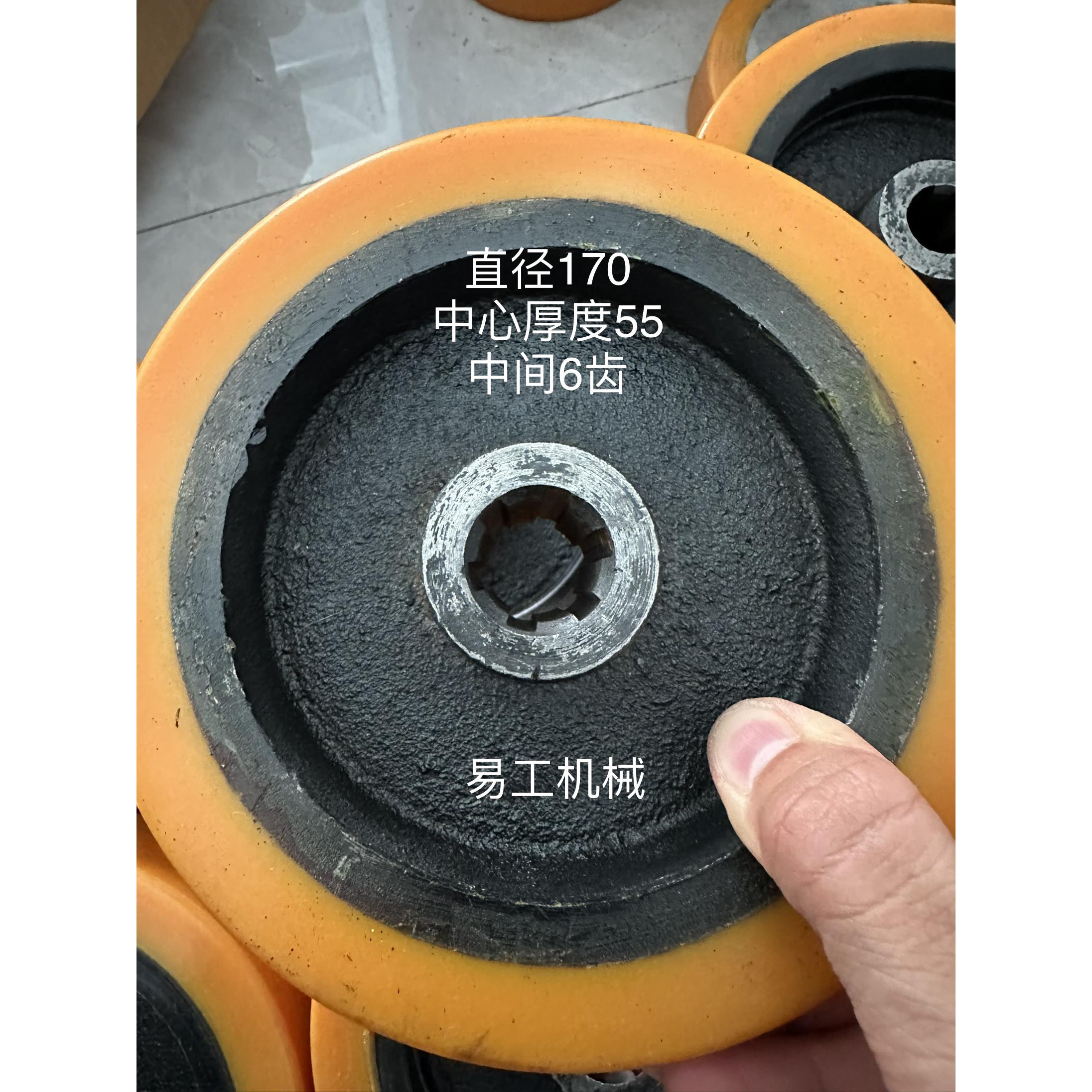电动地牛叉车大轮子驱动轮170×55聚氨酯中心6齿金葛金五环龙得利