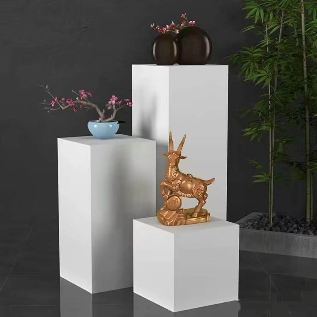 整装烤漆白色方块展示台地台非组装雕像底座增高台家电站人模型