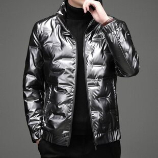 2024冬季休闲男士立领亮面爆款羽绒服中青年潮流90白鸭绒保暖外套