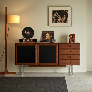 2025复古简约茶水收纳储物柜北欧实木餐边边柜置物柜客厅靠墙中古