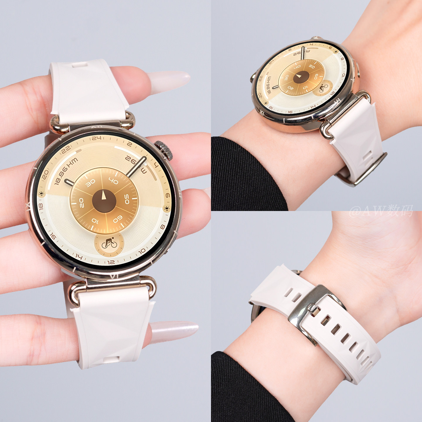 新款星光色适用华为gt6表带gt5pro手表gt4女款液态硅胶watch5运动腕带watchgt智能女士41mm按键按压式FIT系列