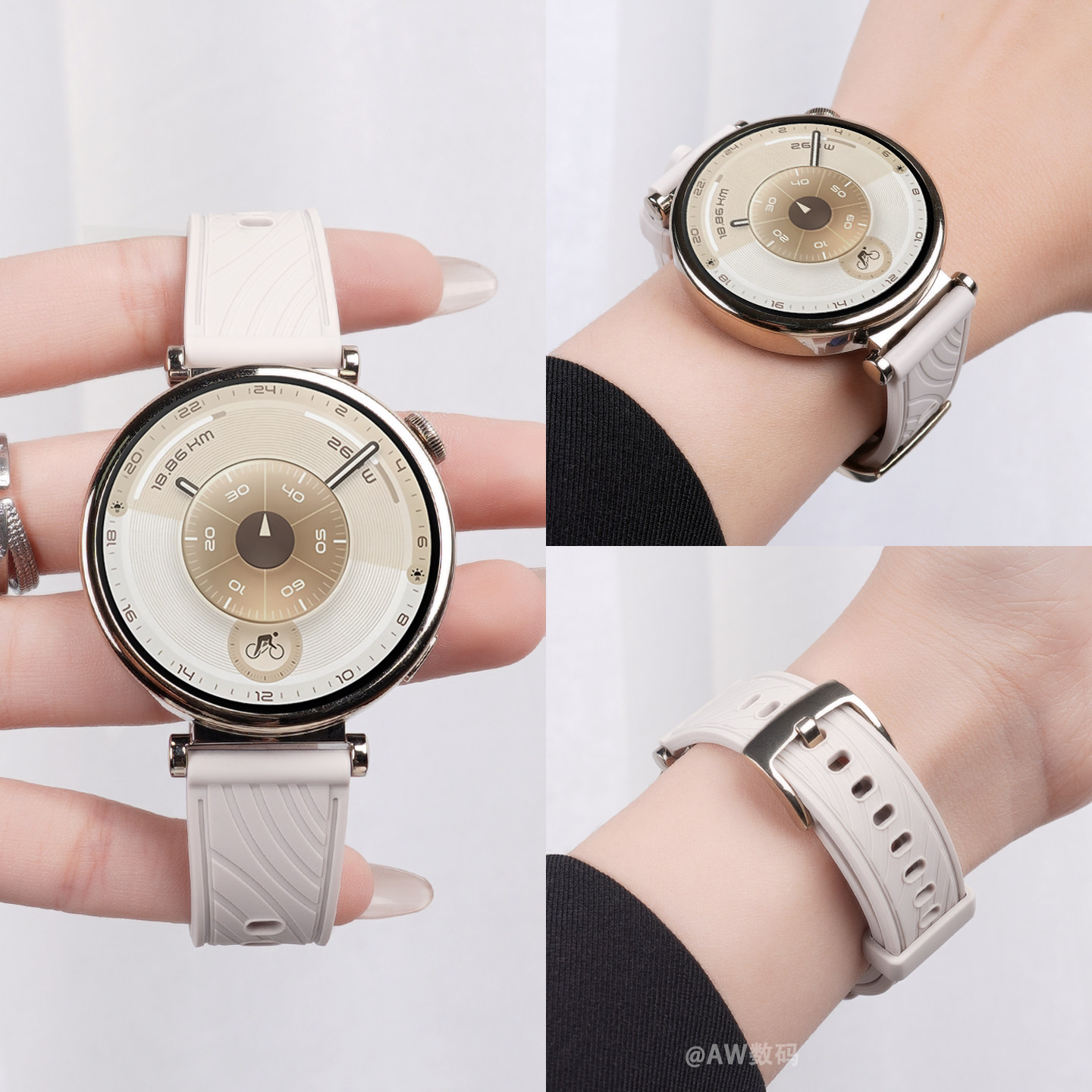 适用华为gt6表带gt5pro手表gt4秋冬叶脉纹新款watch5女款星光色液态硅胶运动watchgt6腕带智能透气41mm替换带