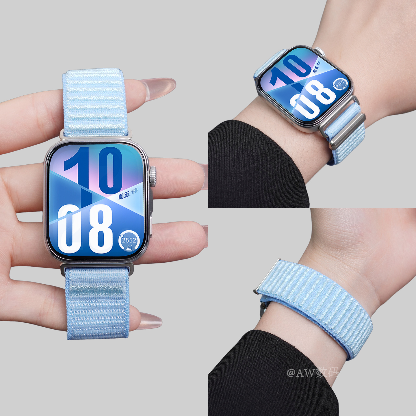 适用华为手表Watch FIT4表带Watchfit4pro海岛蓝fit4官方同款编织尼龙腕带fit3夏天透气女生一体式男款替换带