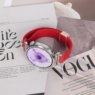 适用华为gt6表带gt5手表女款新年红watchgt5细款尼龙编织watch5磁吸表带gt3pro智能gt4运动女士新款秋冬透气