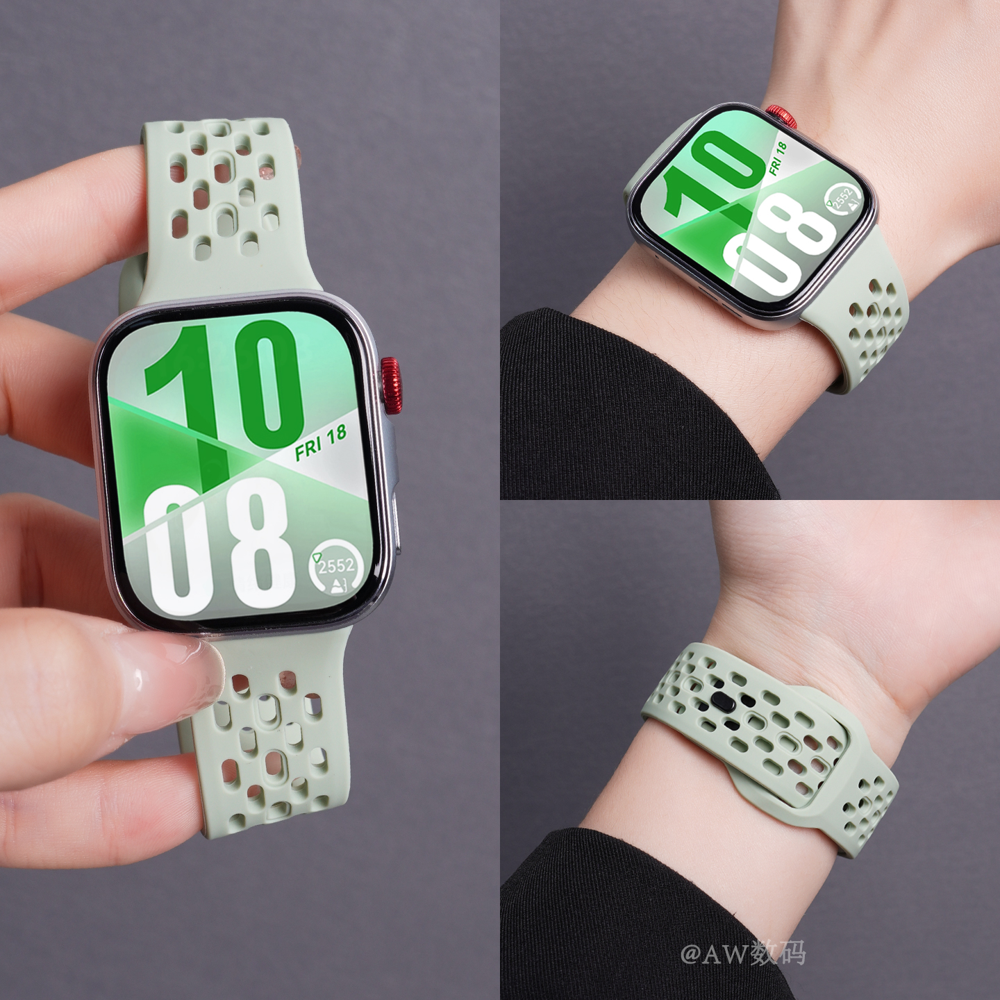 适用华为Watch FIT4手表带新款watchfit4pro透气网孔硅胶一体式草木绿fit3腕带夏季运动女生高级感男款替换带