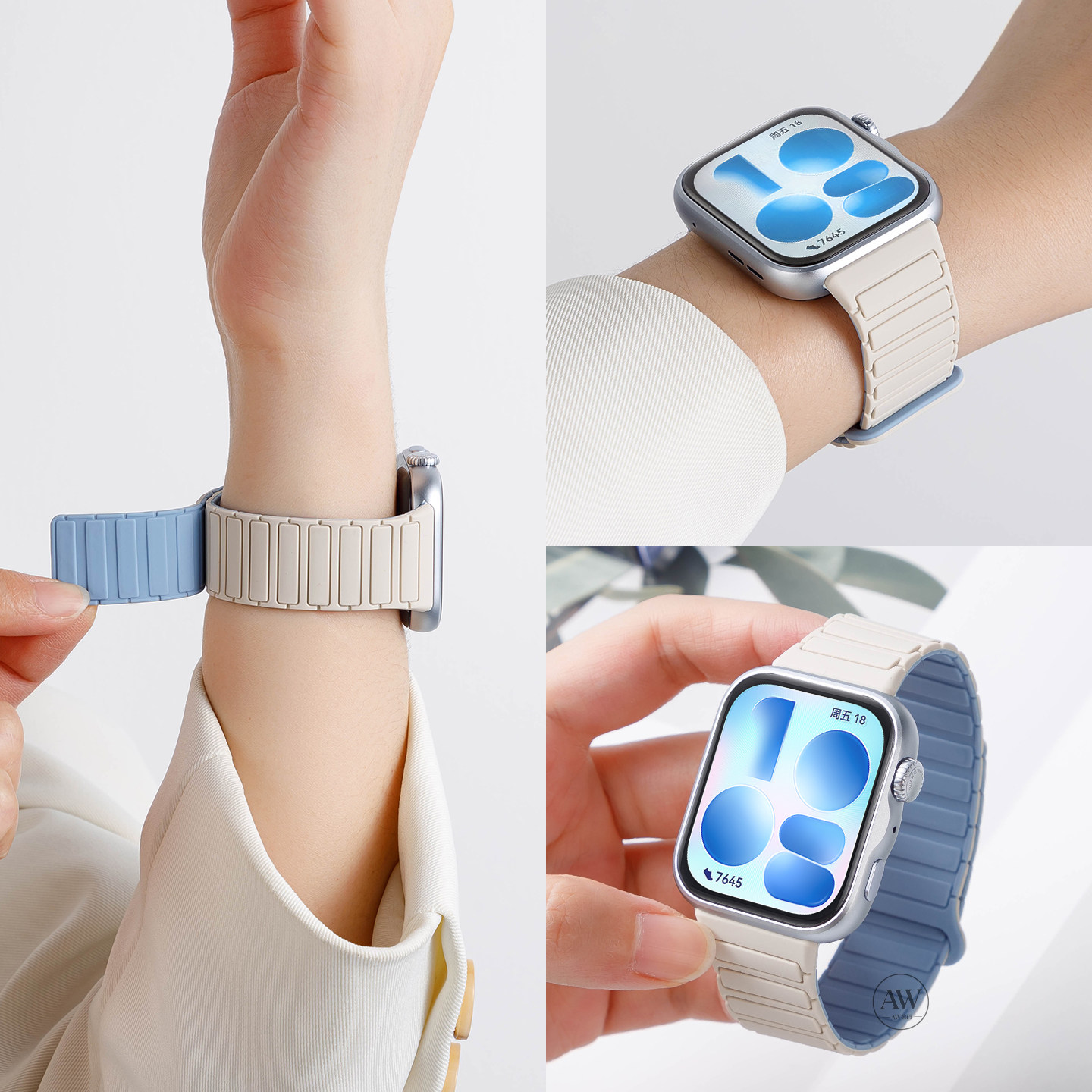 AW适用华为FIT5/4/3磁吸硅胶表带图片