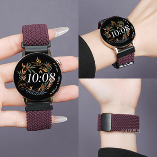 适用小米watchS4表带41mm手表Xiaomi watch5女腕带新款编织尼龙磁吸扣s4女生高级感烟紫色智能运动透气替换带