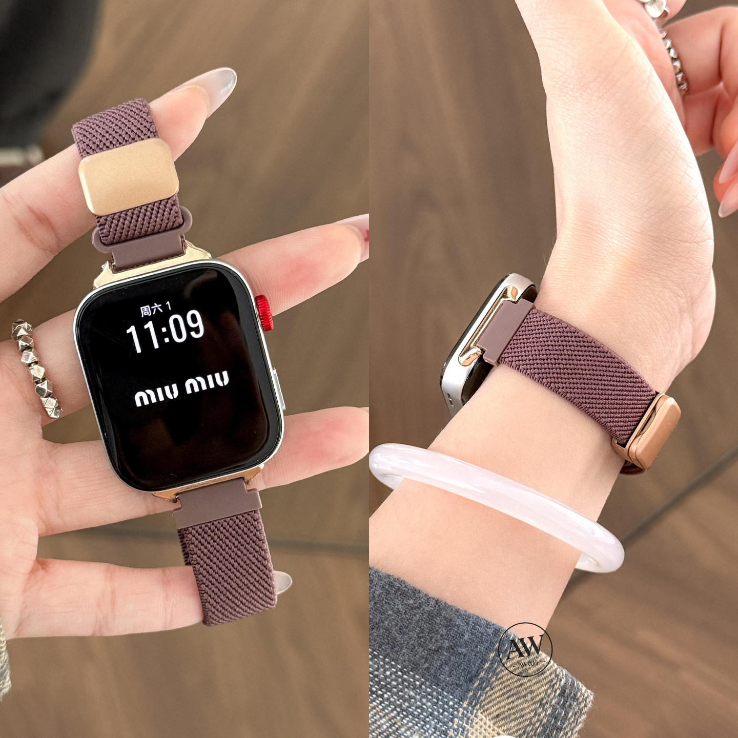 新款适用华为FIT4表带watchfit5手表女款烟紫色平纹编织磁吸fit3/2智能运动fit4pro夏天透气高级尼龙替换腕带