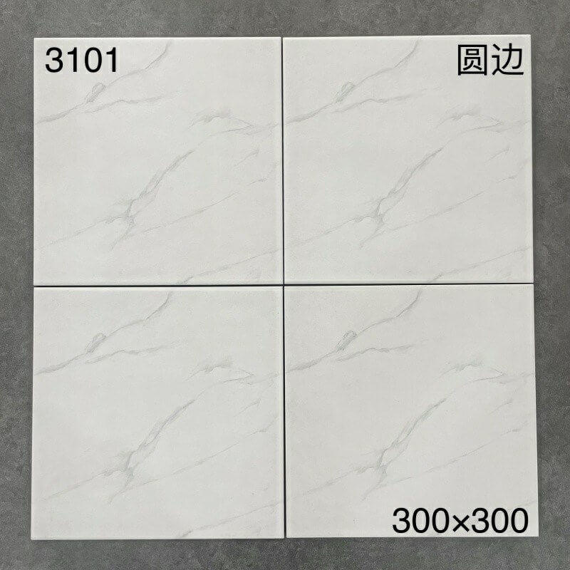 佛山瓷砖300x300现代简约风白色圆边防滑小方砖花园地板砖外墙砖