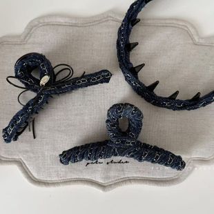 抓夹发量链条多发发箍女带后脑勺牛仔蝴蝶结抓韩系齿夹子鲨鱼