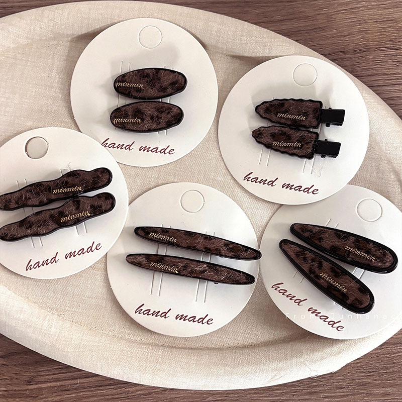 2个韩系复古豹纹发夹女新款高级感侧边刘海夹ins鸭嘴夹子头饰