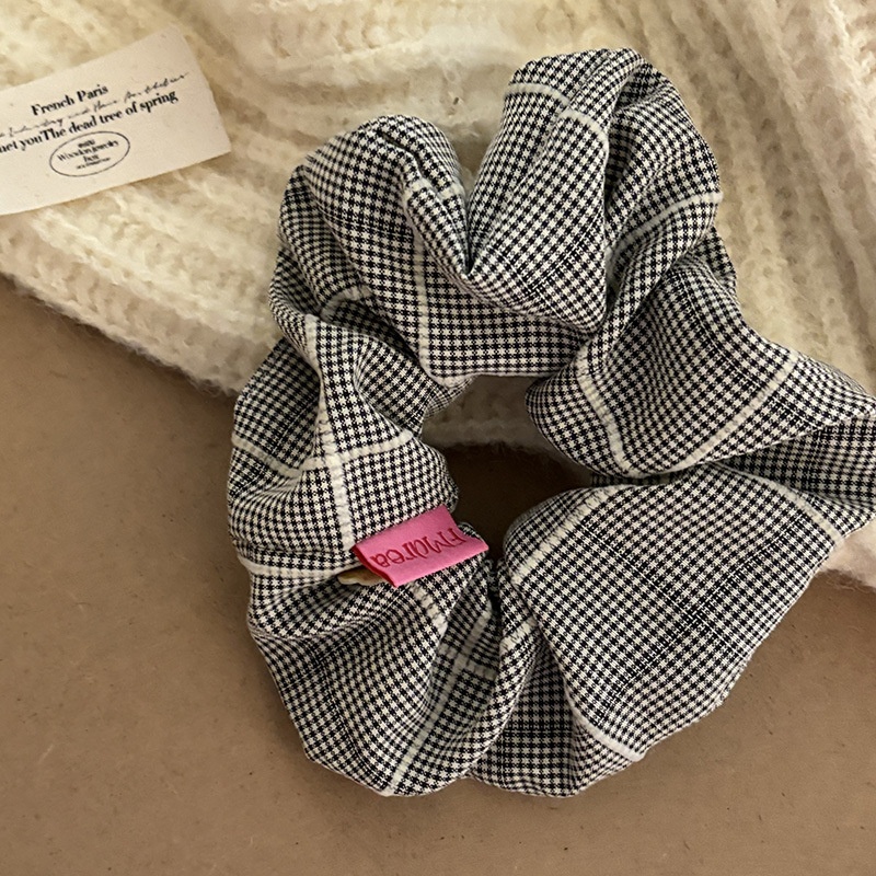 格纹布艺风车大肠发圈小众设计黑白格贝壳小花森系甜美丸子头发绳