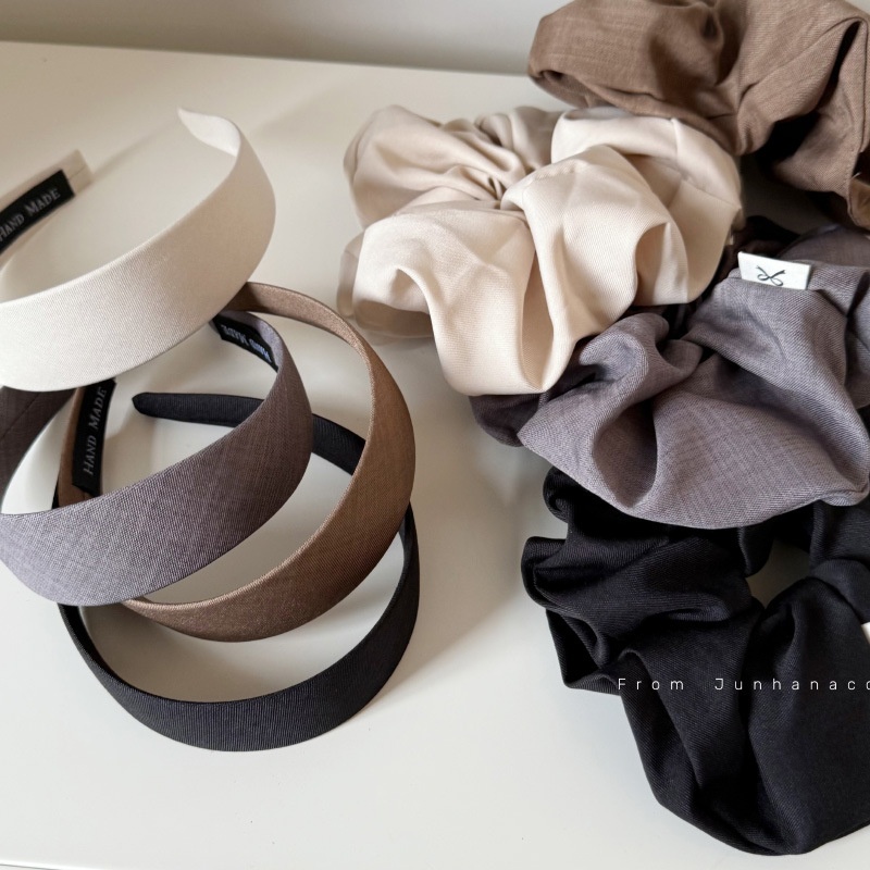 美式复古布艺发箍大肠发圈棕色系外出压头发发箍发圈百搭新款